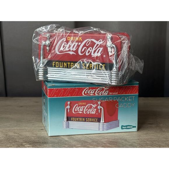 COCA-COLA PLASTIC SUGAR PACKET CADDY RESTAURANT CAFE 1997 IN ORIGINAL BOX - Picture 1 of 4